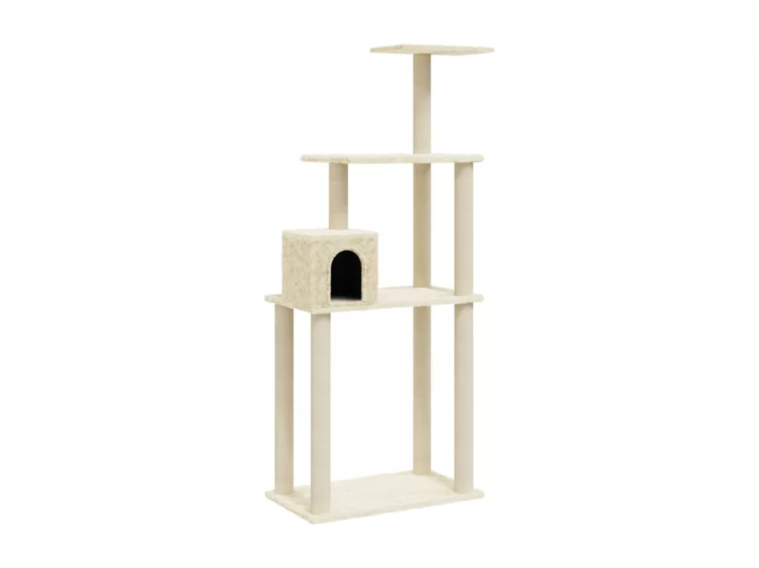 Arbre à chat avec griffoirs en sisal Crème 147 cm