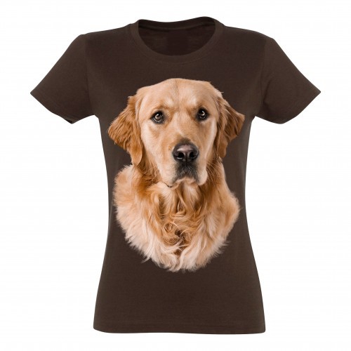 Camiseta feminina Golden Retriever, marrom