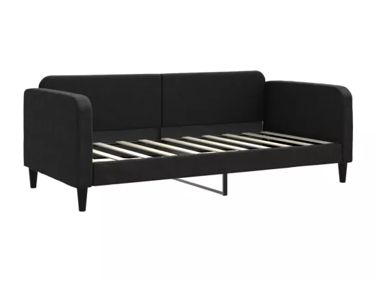 Lit de jour avec gigogne et tiroirs noir 90x190 cm tissu