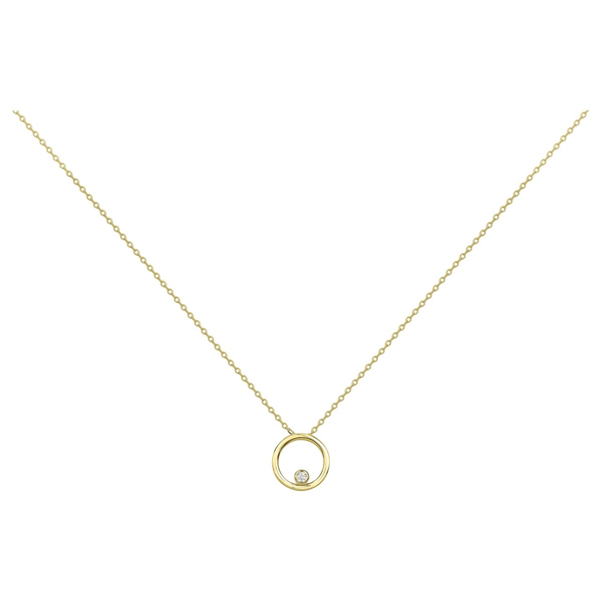 Collier mono-motif en Plaqué Or avec oxyde de zirconium blanc