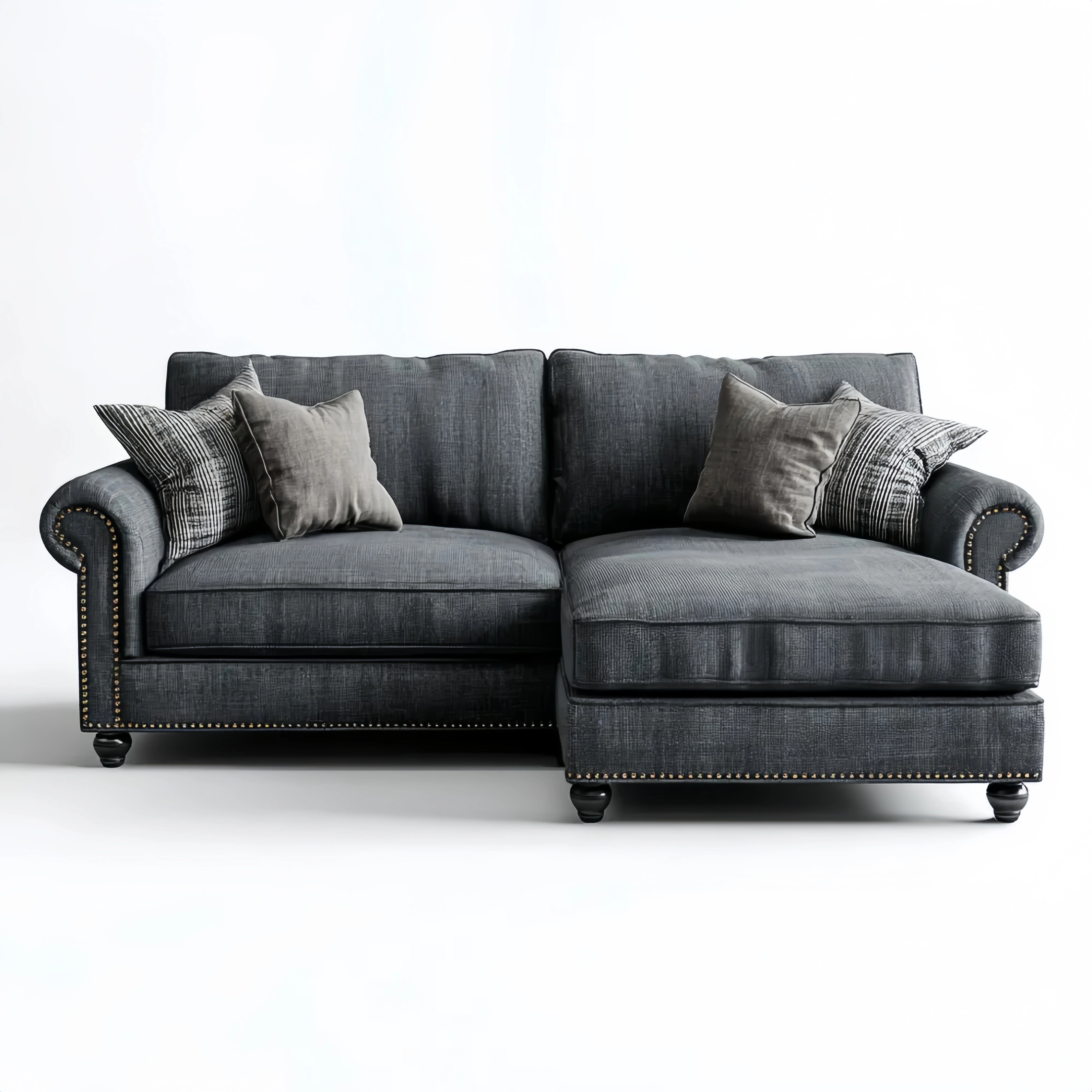 Ecksofa Stoffpolsterung 250x150x85 cm – Dunkelgrau – Klassisches Design