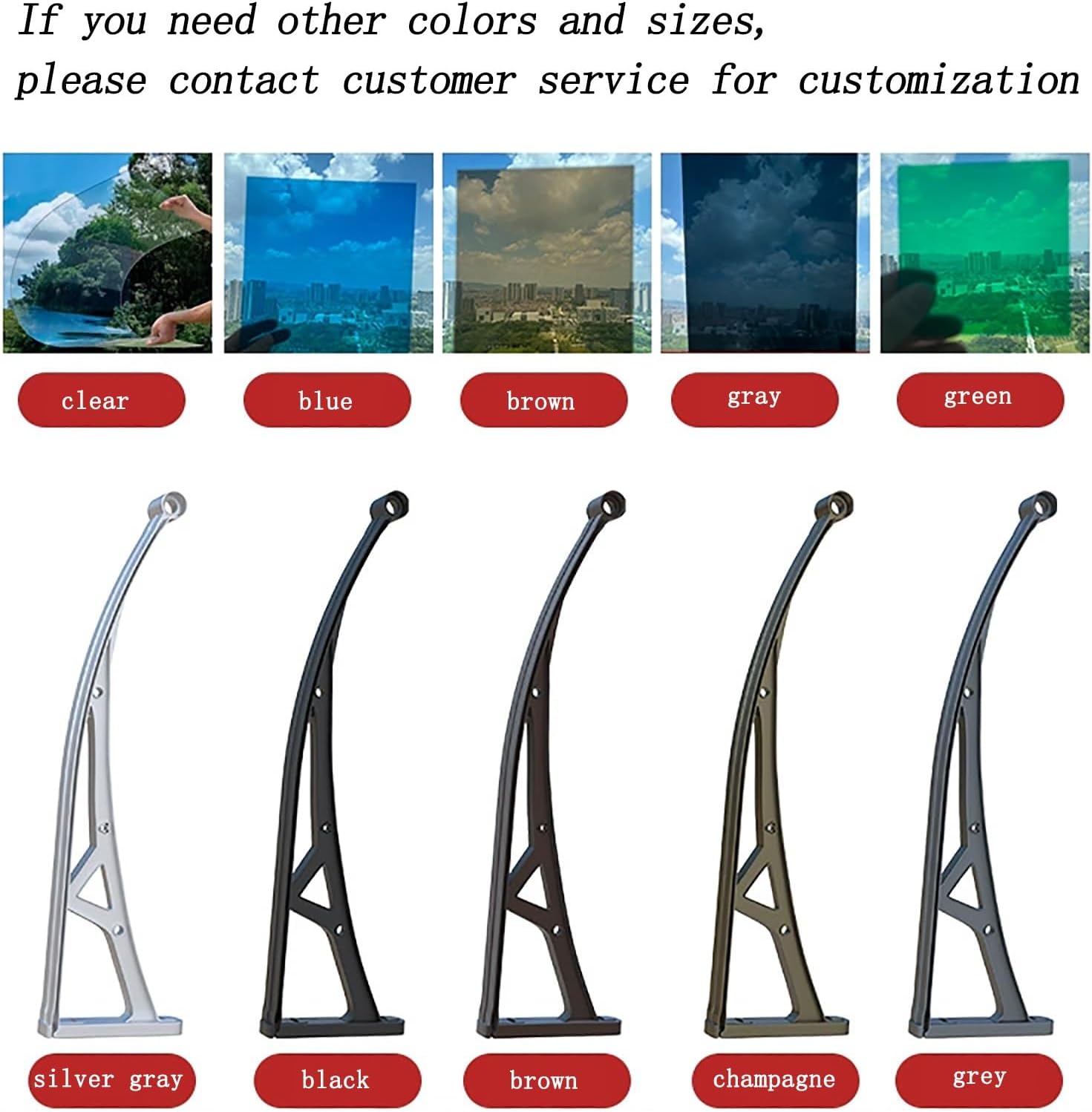Türvordach für den Außenbereich, Aluminiumhalterung, Polycarbonat-Dach, Wetterschutz für Regen und Schnee, Eingangsmarkise für Veranden, Terrassen und Balkone (80 x 300 cm)
