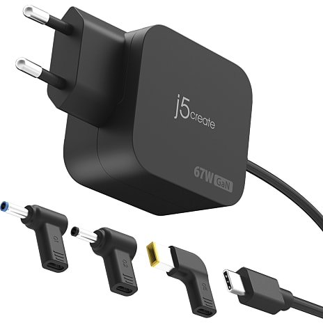 J5 USB-C universal GaN oplader 67 W - sort