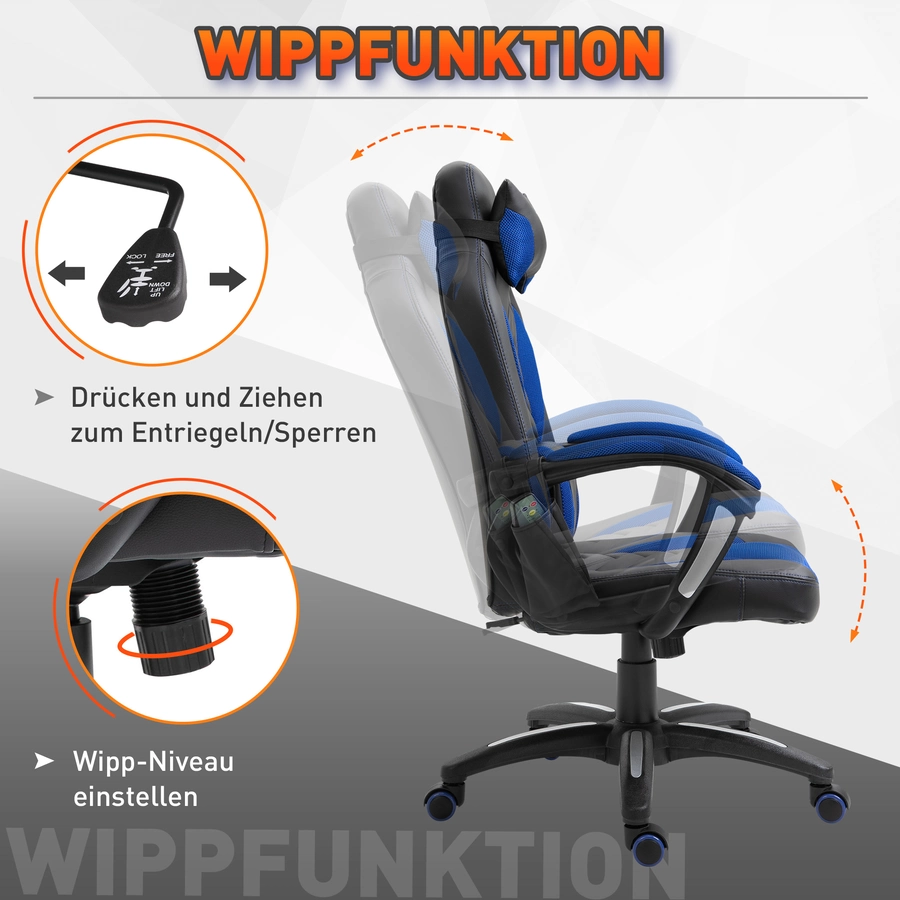 HOMCOM Bürostuhl mit Wärmefunktion blau