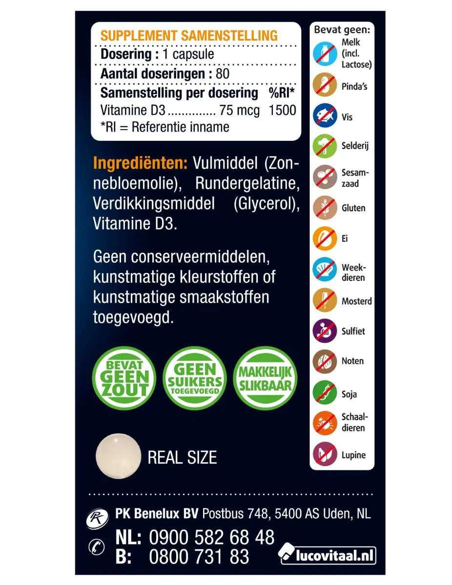 Vitamine D3 75 mcg 80 capsules
