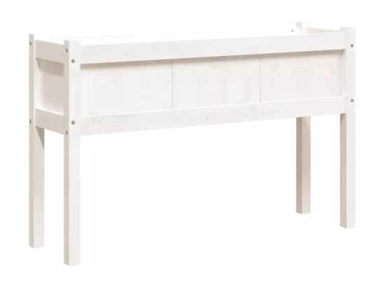 Jardinières avec pieds blanc 110x31x70 cm bois de pin massif