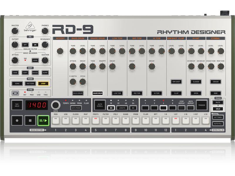 Behringer Drum Machine RD-9 Klassische Drum-Machine mit analoger und digitaler Klangerzeugung