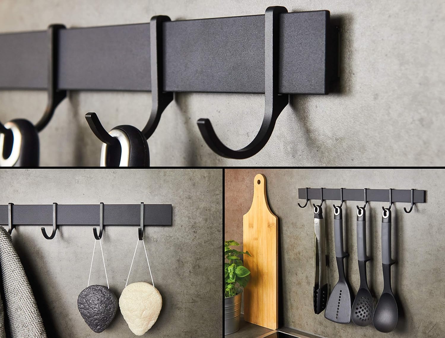 Designfabrik Hamburg Keukenhaakrail, Zelfklevend, Zwart, 40cm