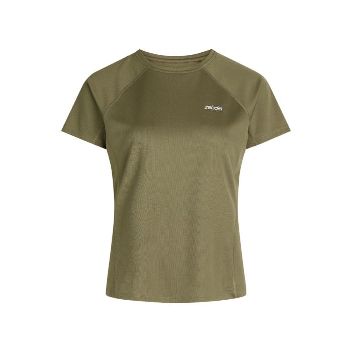 Zebdia Dame T-shirts Chest Print Sports SS Tee Grøn