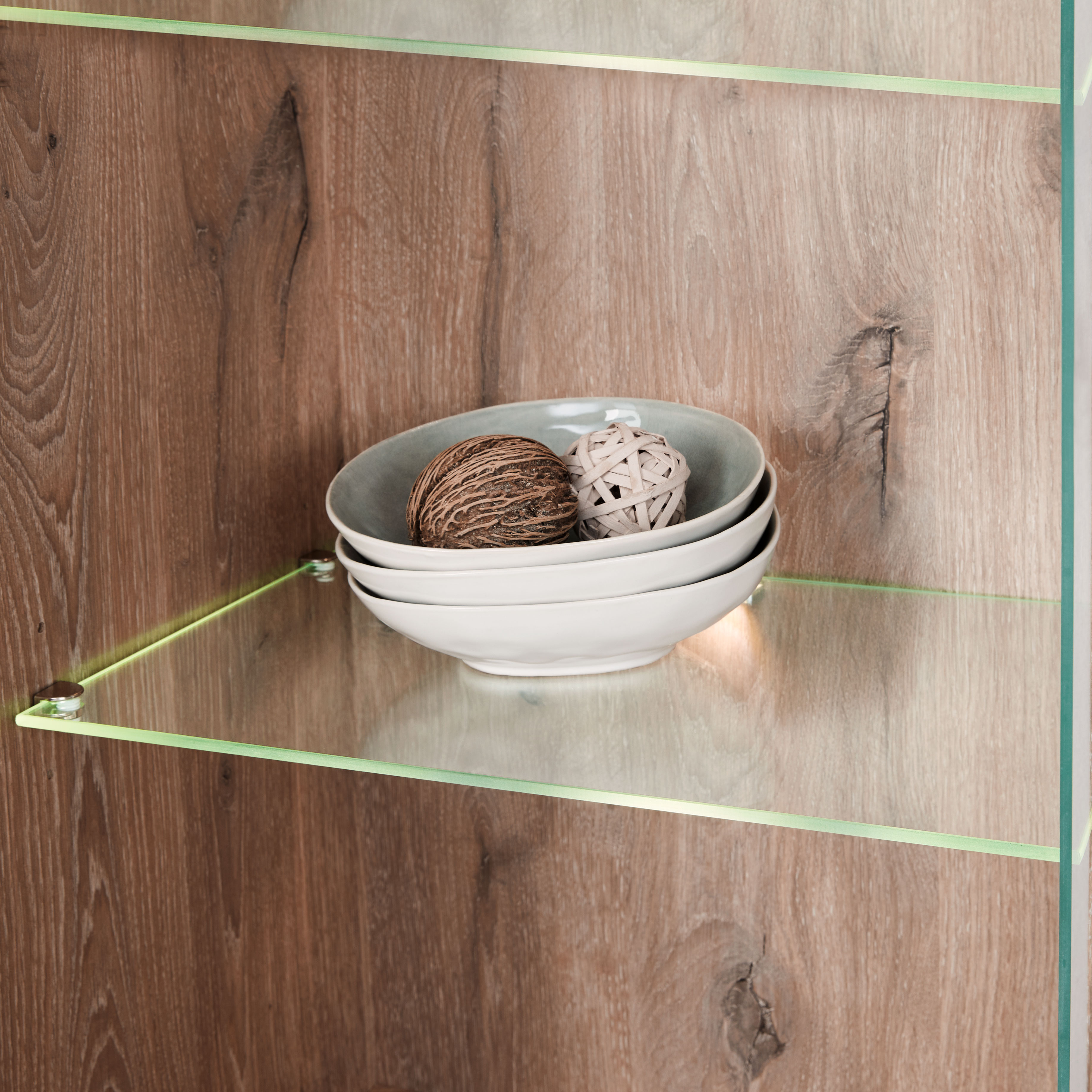 Hängevitrine - weiß-Viking Oak Nature - 45 cm