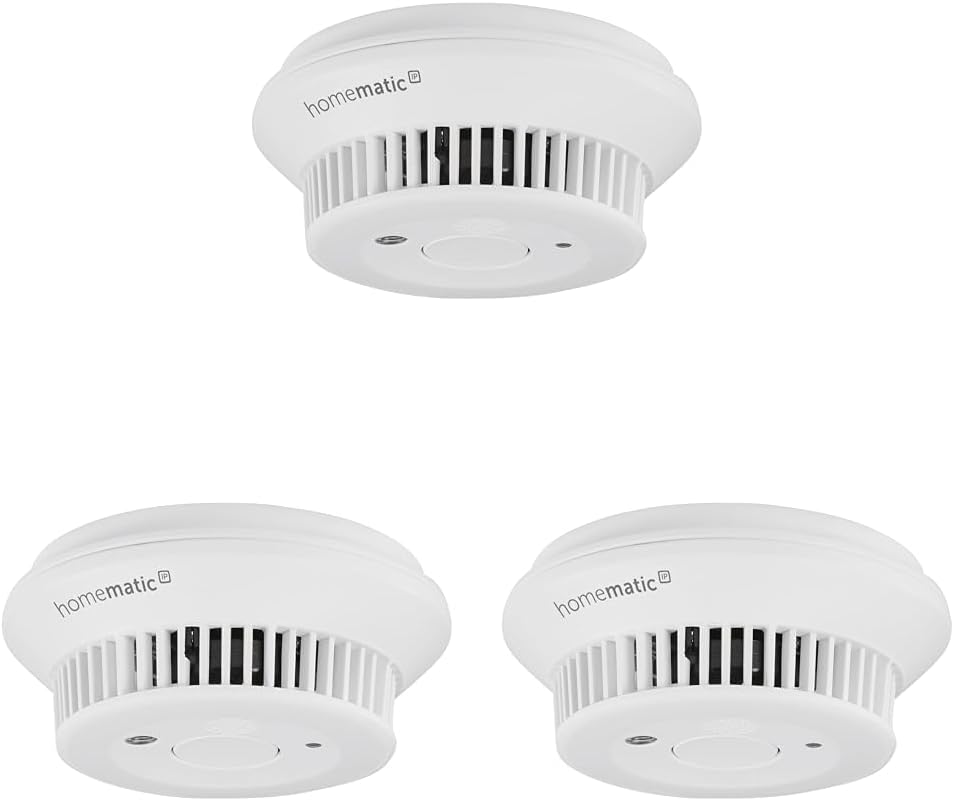Homematic IP Smart Home Rauchwarnmelder mit Q-Label, Rauchmelder alarmiert lokal über die Sirene und per Push-Benachrichtigung in der Smartphone-App, integrierte LED-Notbeleuchtung, 156587A0