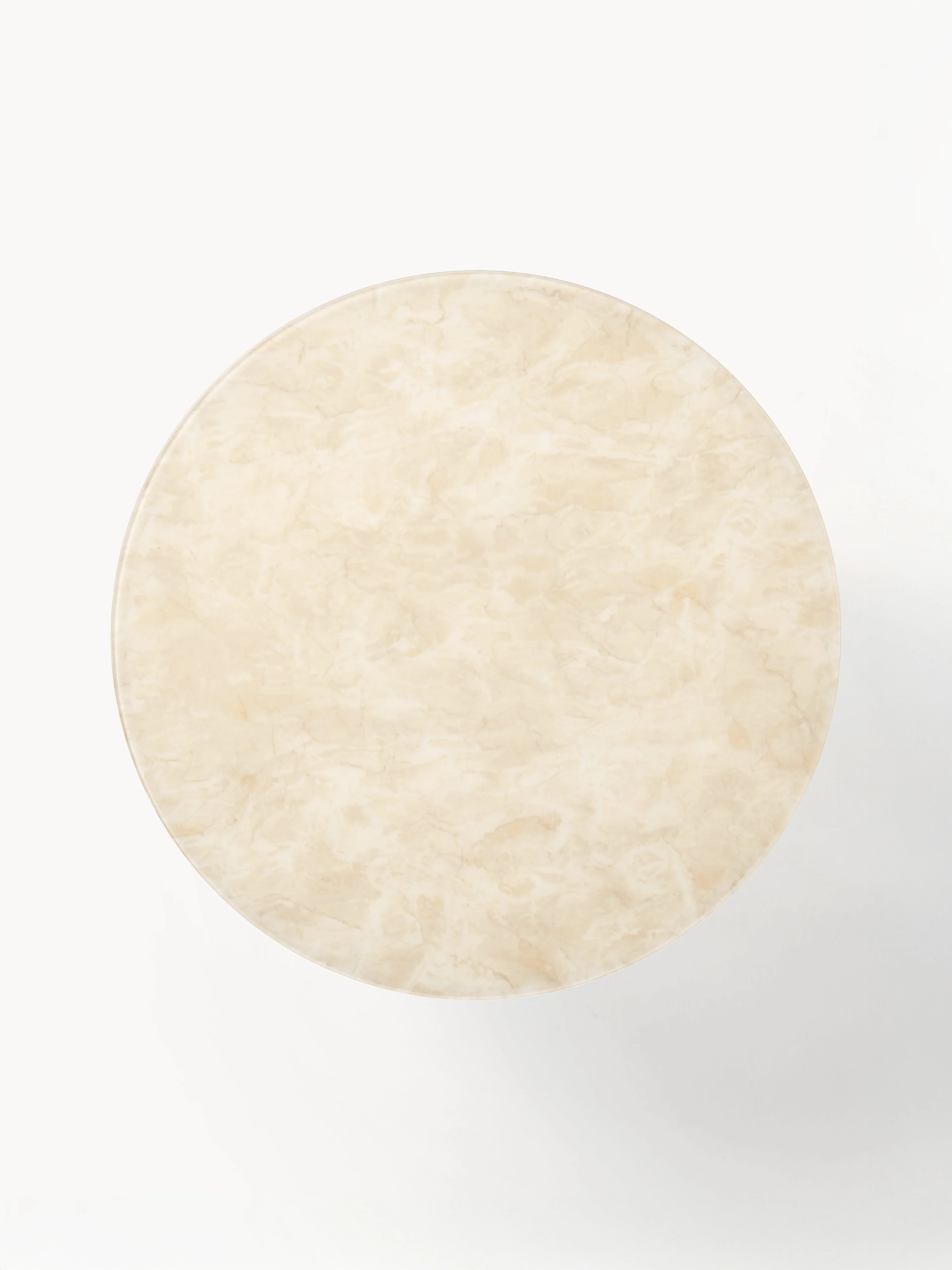 Ronde salontafel Antigua met glazen tafelblad in marmerlook