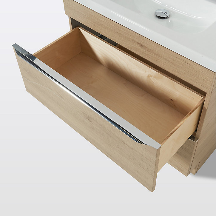 Meuble sous vasque à poser GoodHome Imandra bois chêne 80 cm