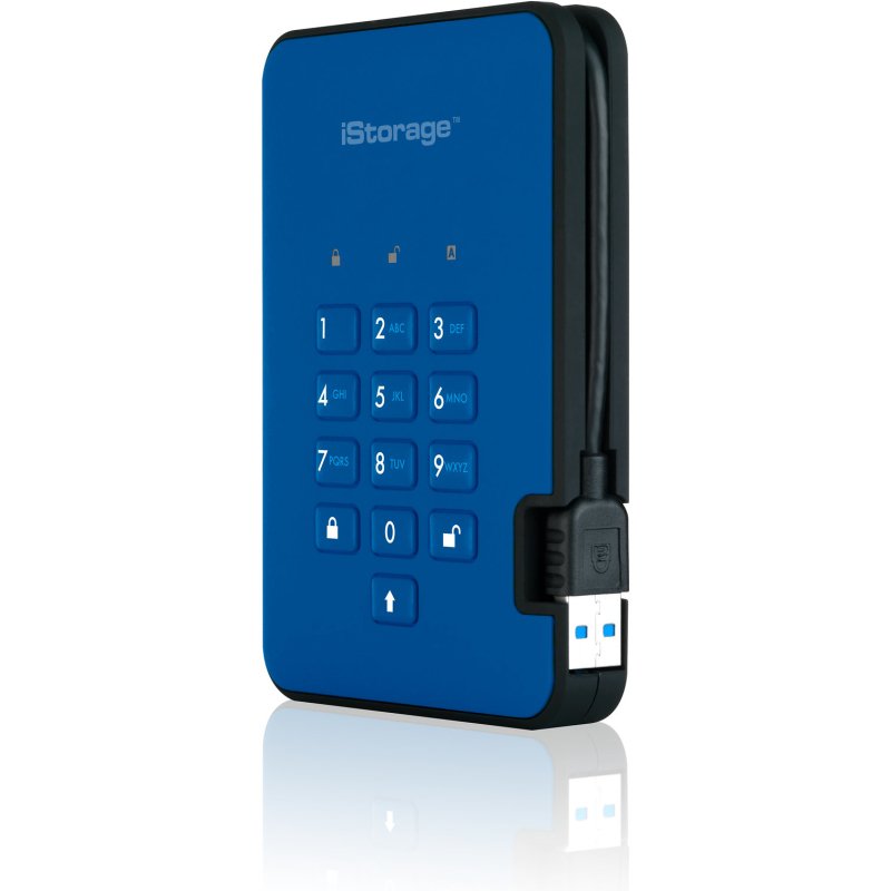 iStorage diskAshur2 256-bit 2TB SB 3.1 secure encrypted hard drive - Blue IS-DA2-256-2000-BE