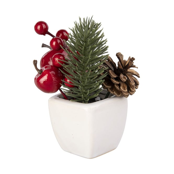 Weihnachts-Kunstblumen Arrangement - mit Topf - ca. 12 cm - 1 Stück