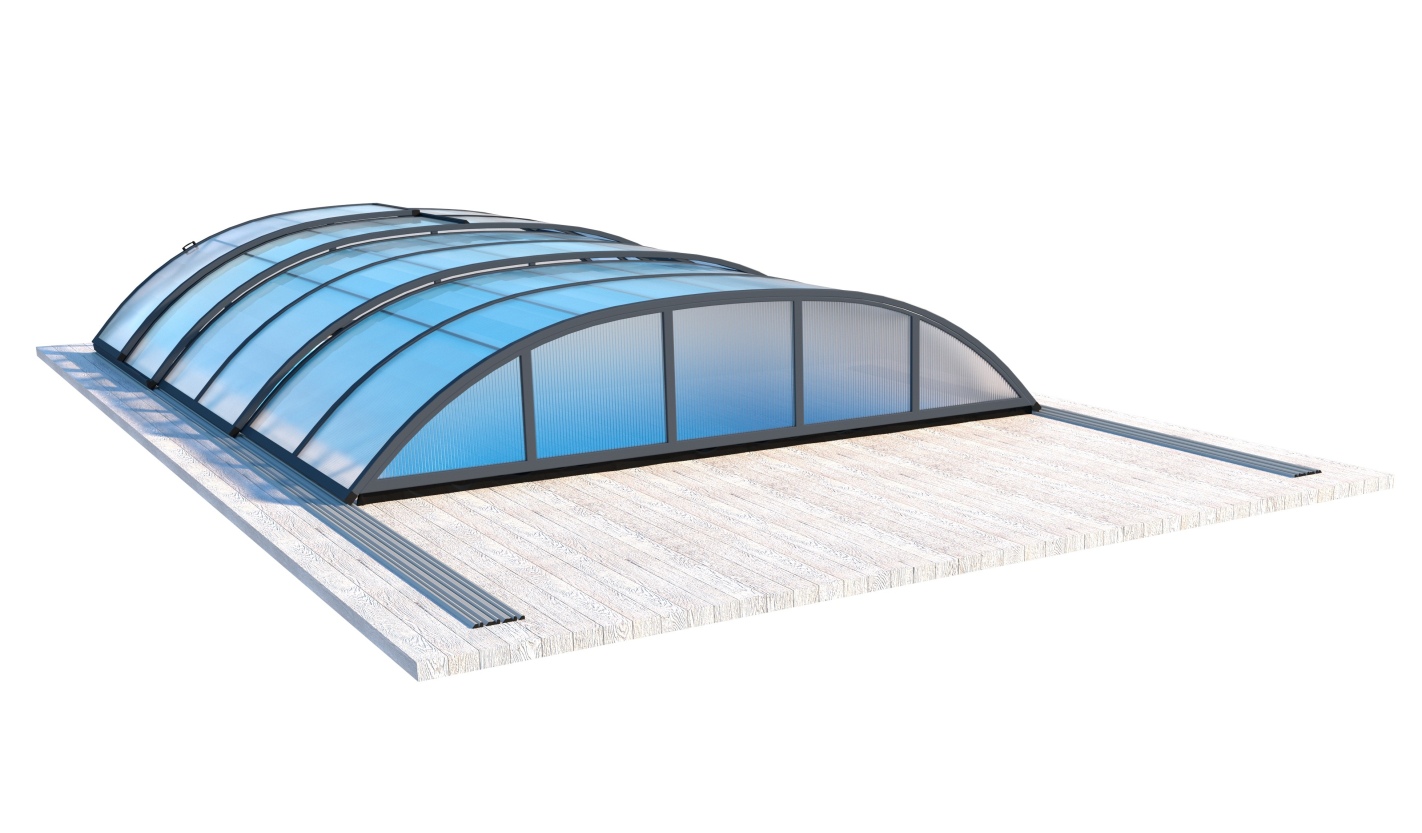 Abri de piscine horizon pour les modèles 7,20x4,20 m - bas58, bas758 - polycarbonate alvéolaire 8 mm - couleur ral7016 graphite