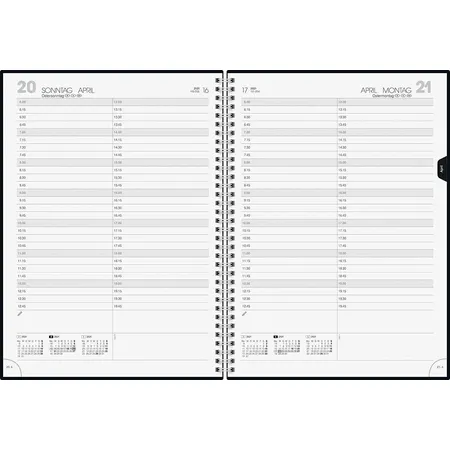 BRUNNEN Buchkalender Modell 781, 1 Woche / 2 Seiten, schwarz, 2021