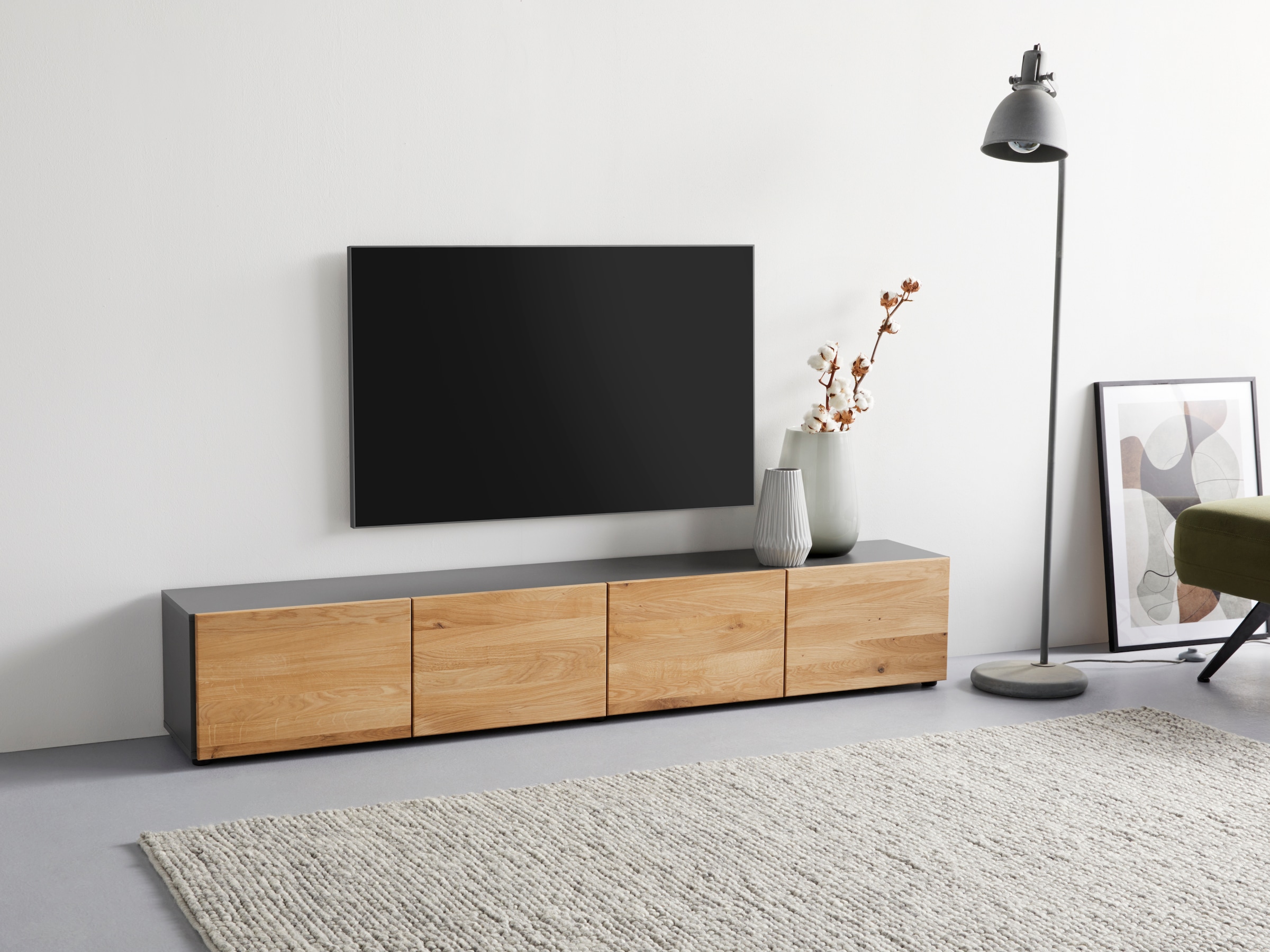 VOGL Möbelfabrik Lowboard »1237« Breite 184 cm, hängend und stehend, Front Eiche furniert
