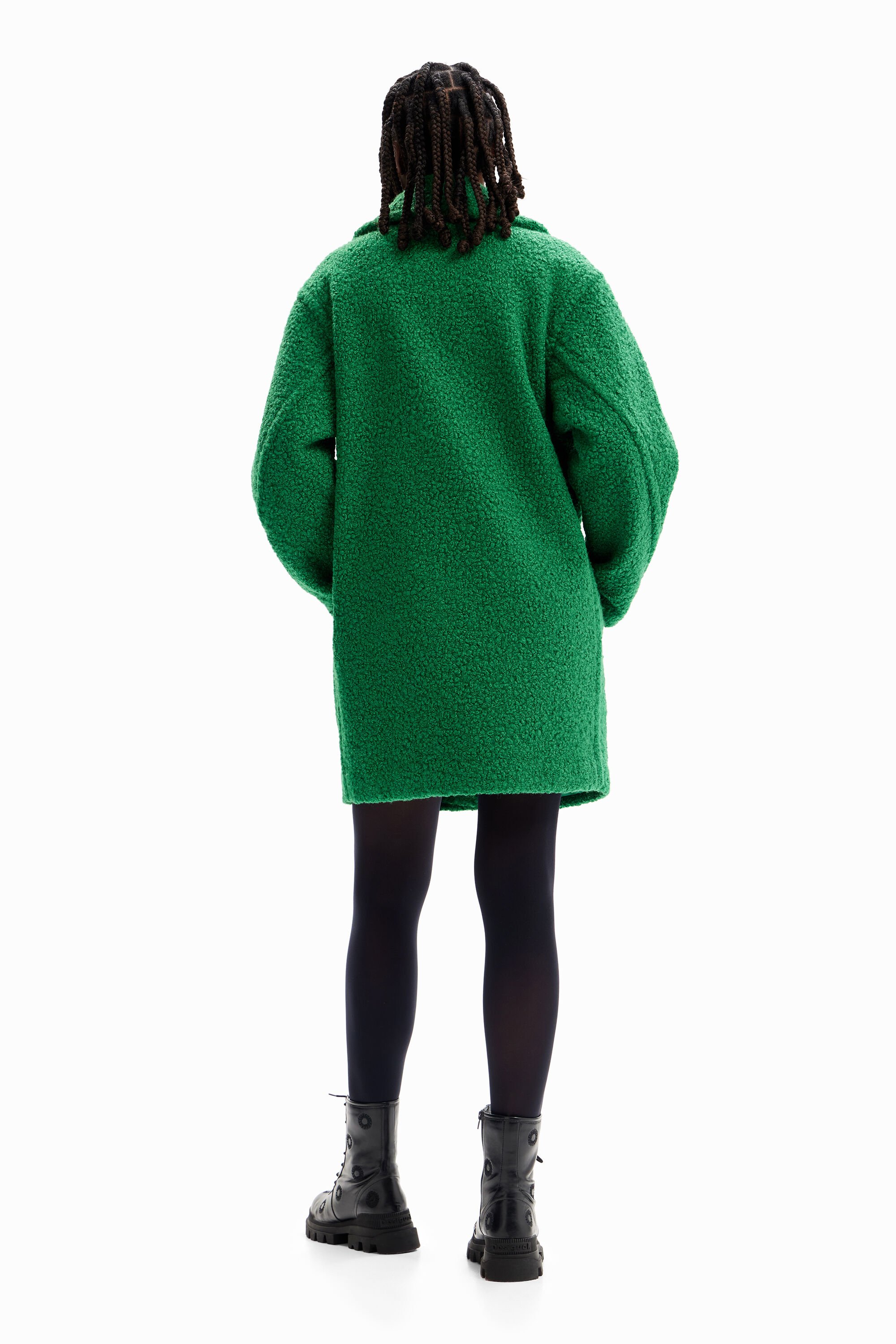 Manteau croisé bouclé