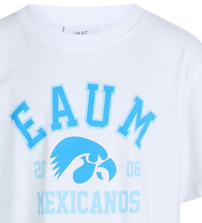 Grunt T-Shirt - Pliketone - Weiß m. Blau Print