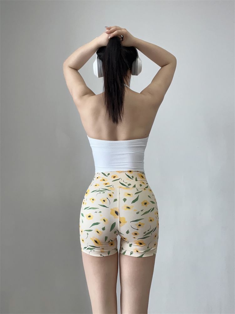 Arigne - Haltertop met effen cropped sportbeha