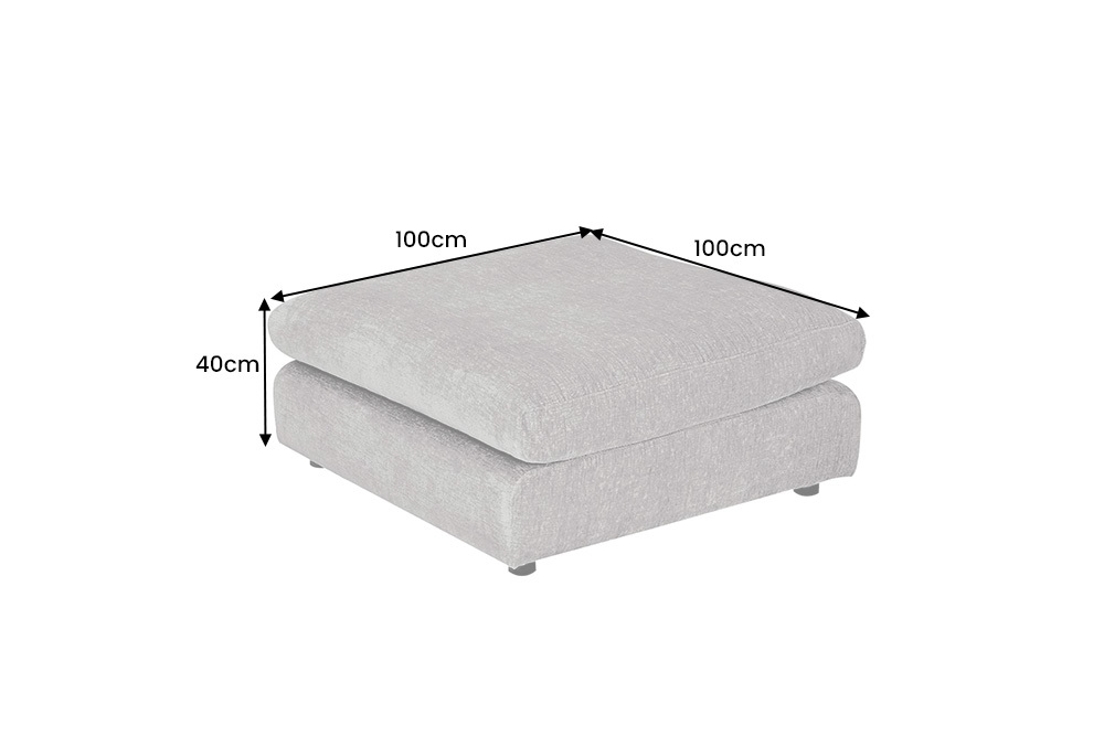 Großer Hocker SOHO 100cm grau Chenillestoff Polsterhocker mit Wellenunterfederung