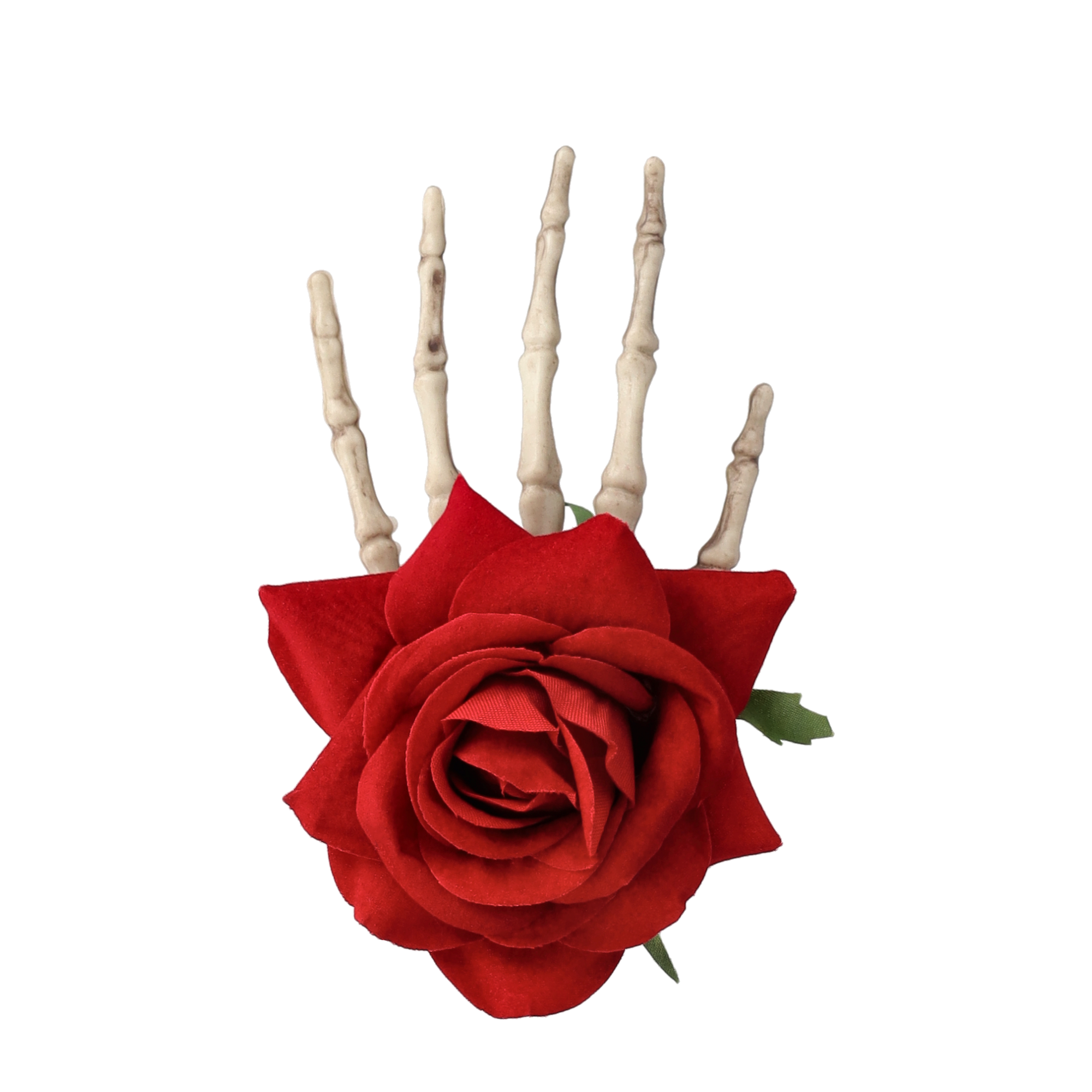 (12x7cm) Grusel Skelett Hand Haarklammer Fasnachts Kostüm Zubehör Motto Party Gothic Accessoire Halloween Foto Requisite - Rose