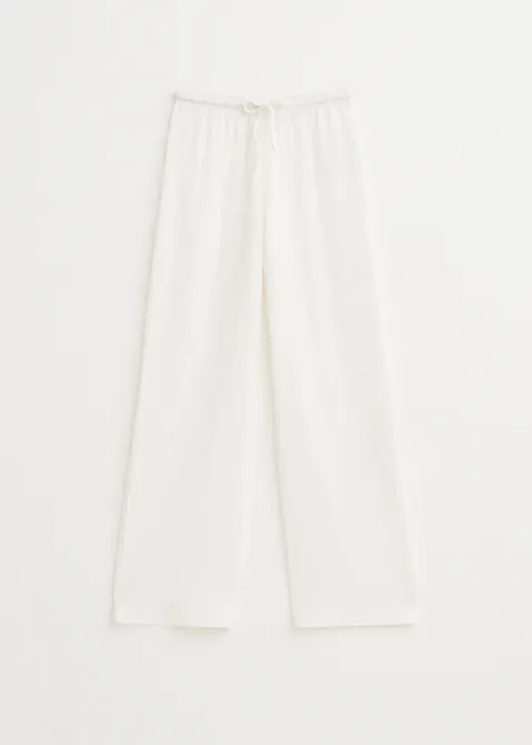 Rechte broek met structuur wit (WIT)