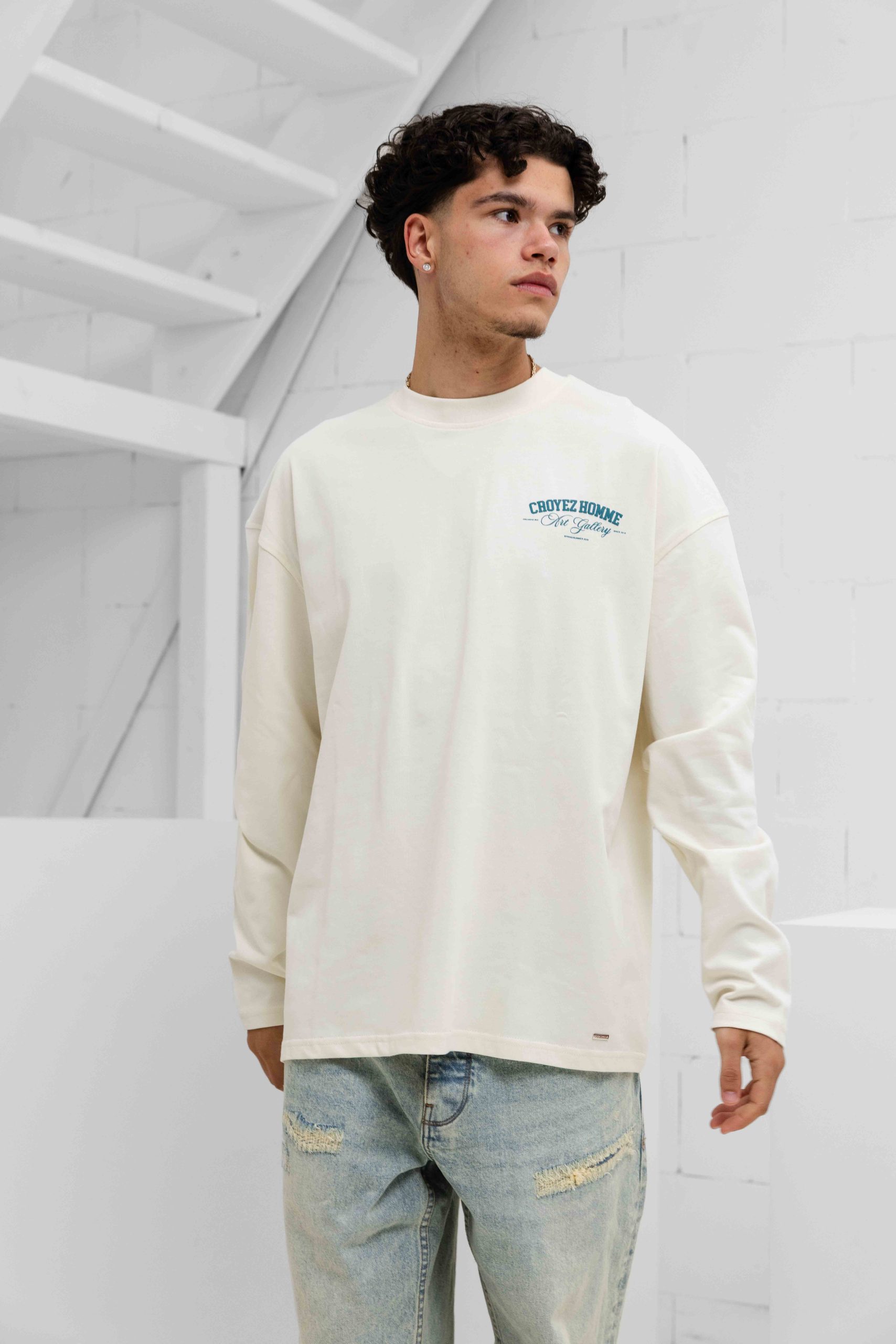 Croyez Art Gallery Longsleeve Heren Gebroken Wit