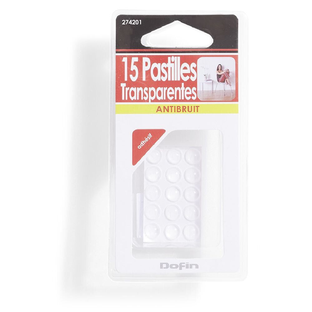 Lot de 12 pastilles antibruit adhésive transparente