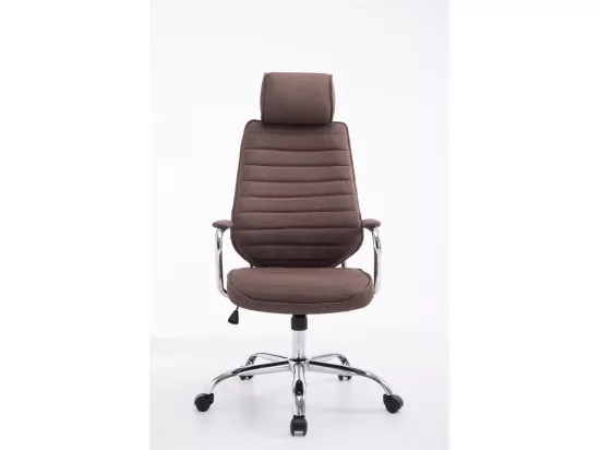 Chaise de bureau - Tissu & Métal chromé - Marron - Rako