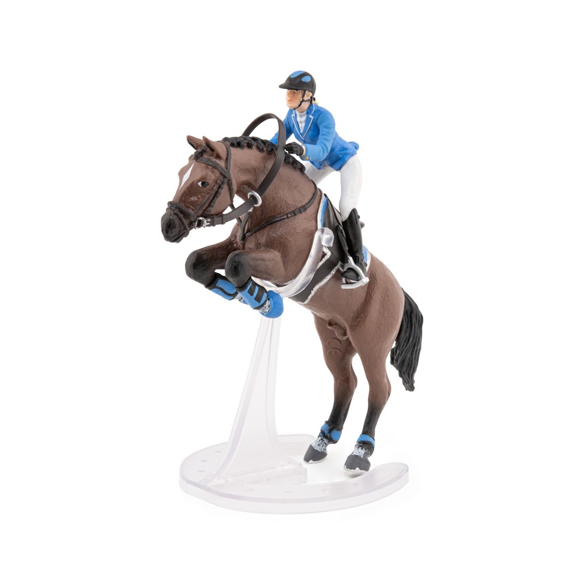 Figurine Cheval de saut d'obstacle et sa cavalière PAPO