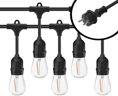 100m 2200K LED Prikkabel - IP65 Lichtsnoer Buiten - koppelbaar - inclusief 100x E27 lampen - Extra warm wit - Eco - Incl. Stekker