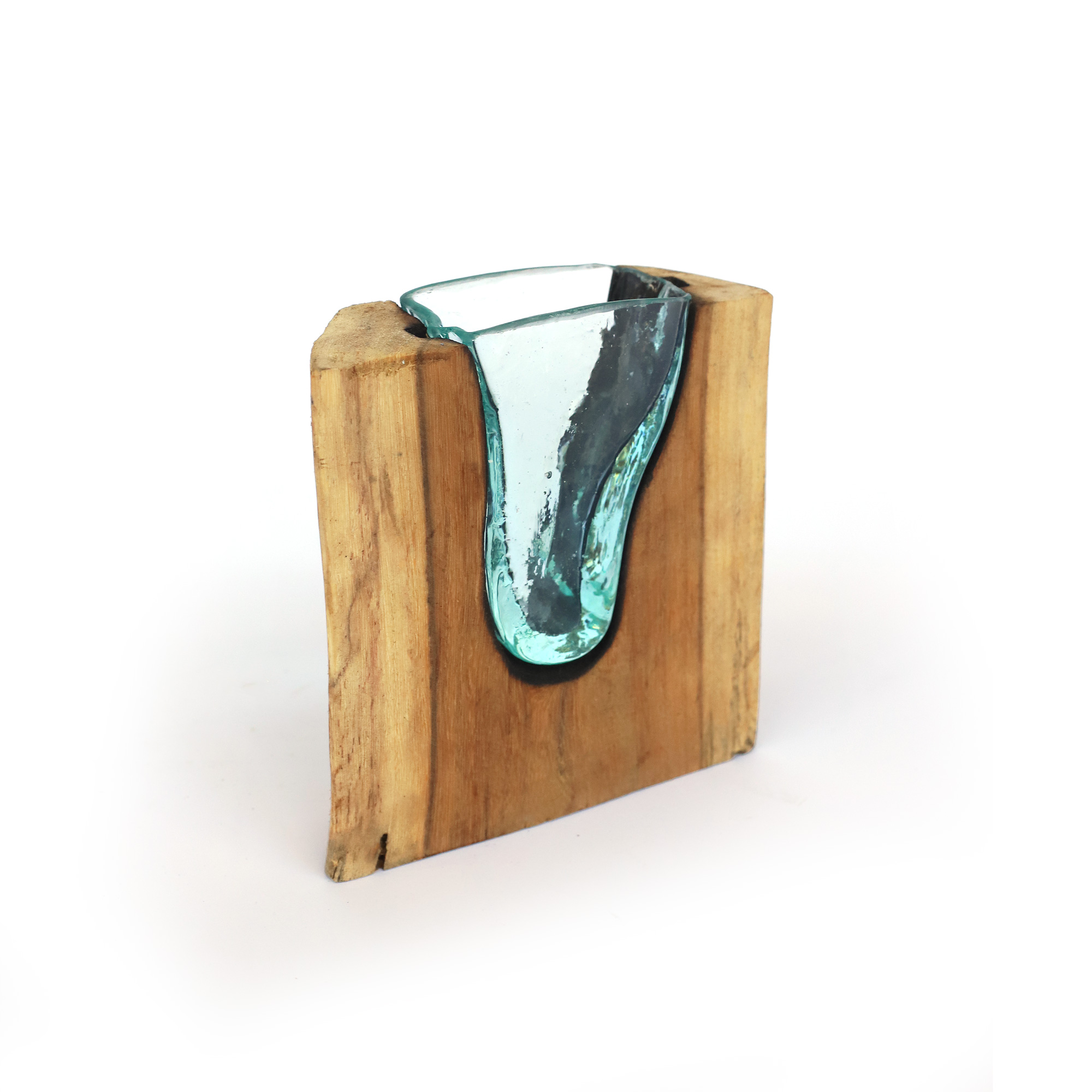 Wurzelholz-Glasvase 'V', B 15 cm, H 15 cm, T 5 cm von fischer's lagerhaus