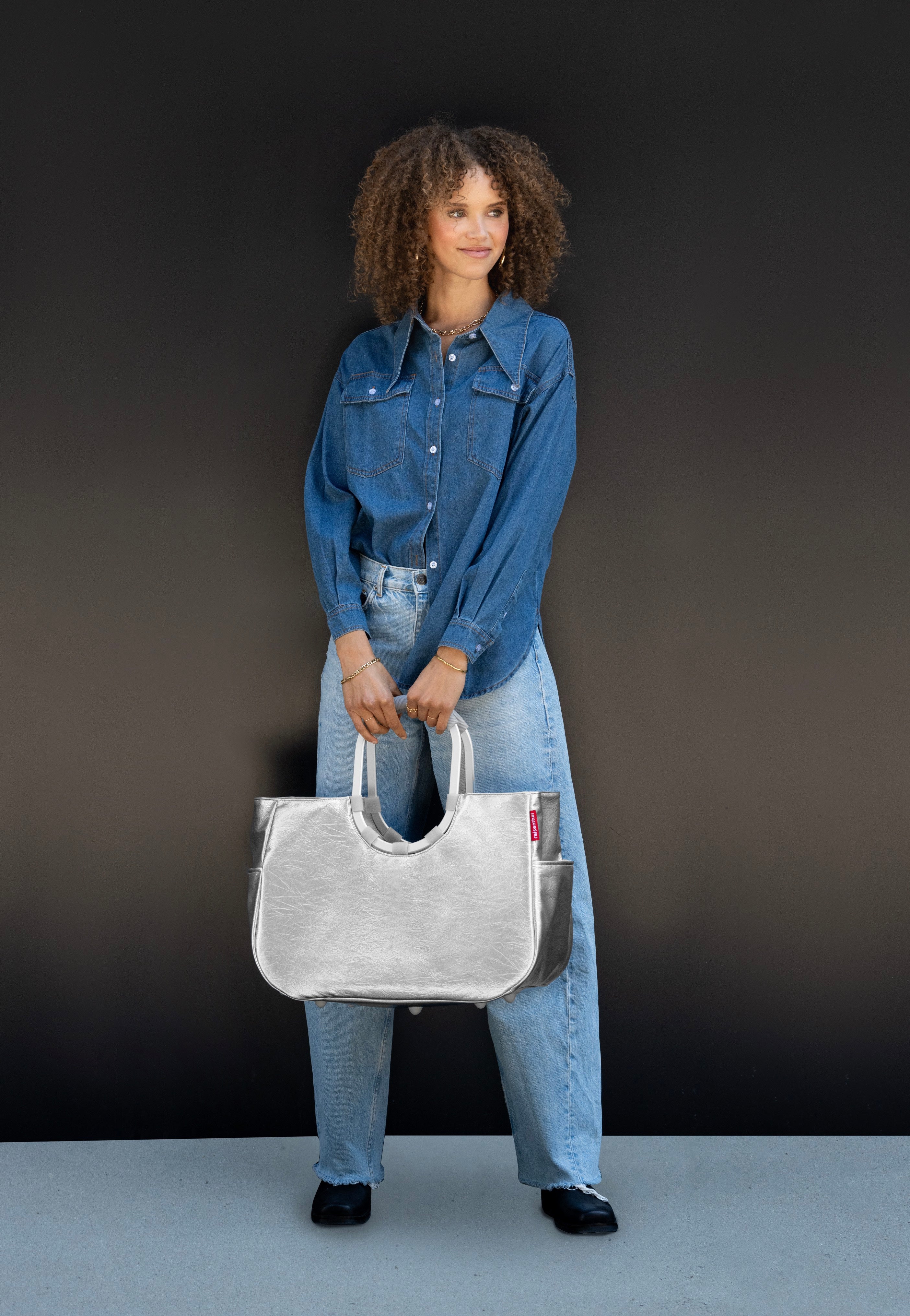 Loopshopper L Silver Crackle - Einkaufskorb