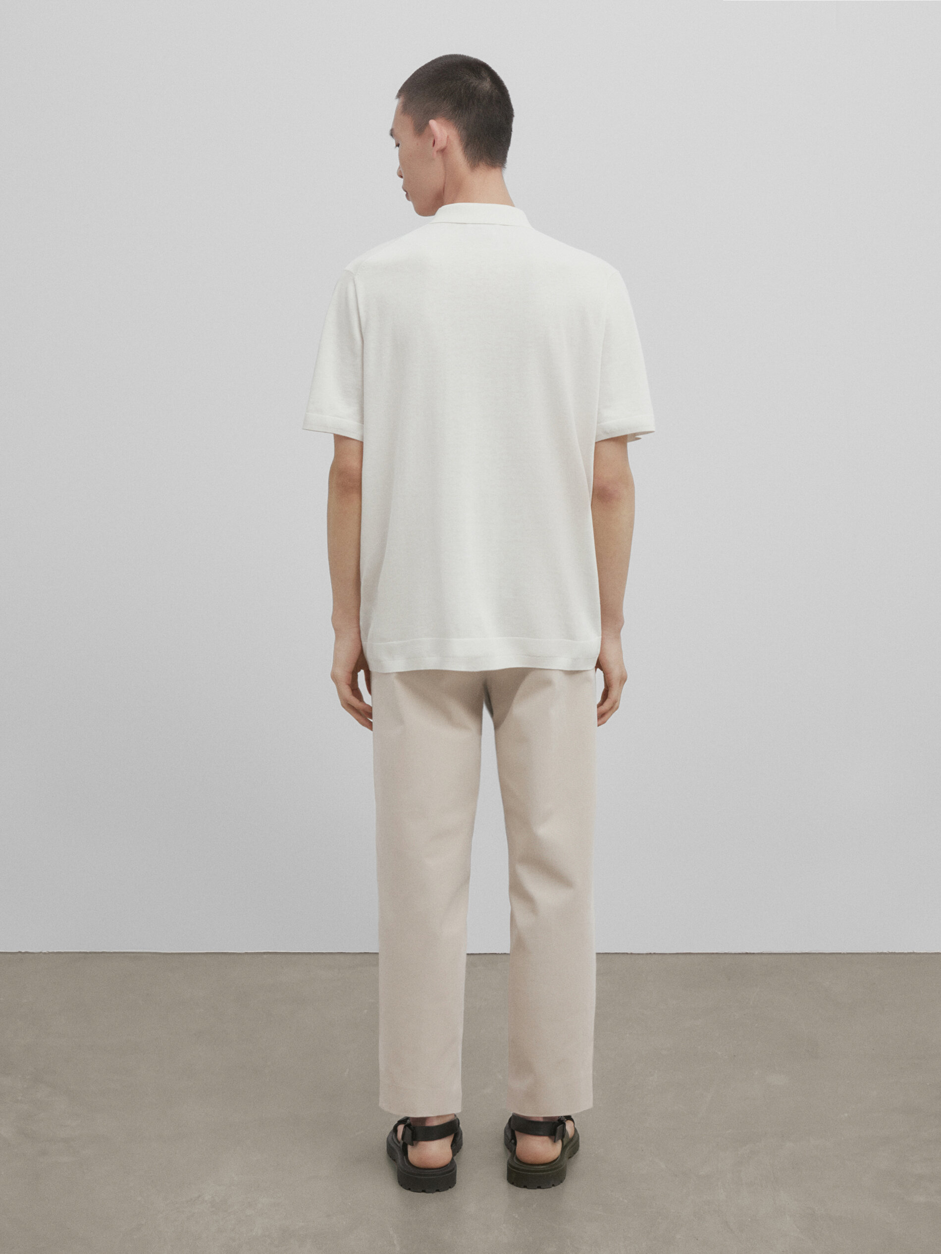 Camisa polo em mistura de algodão e seda - Studio - OFF WHITE