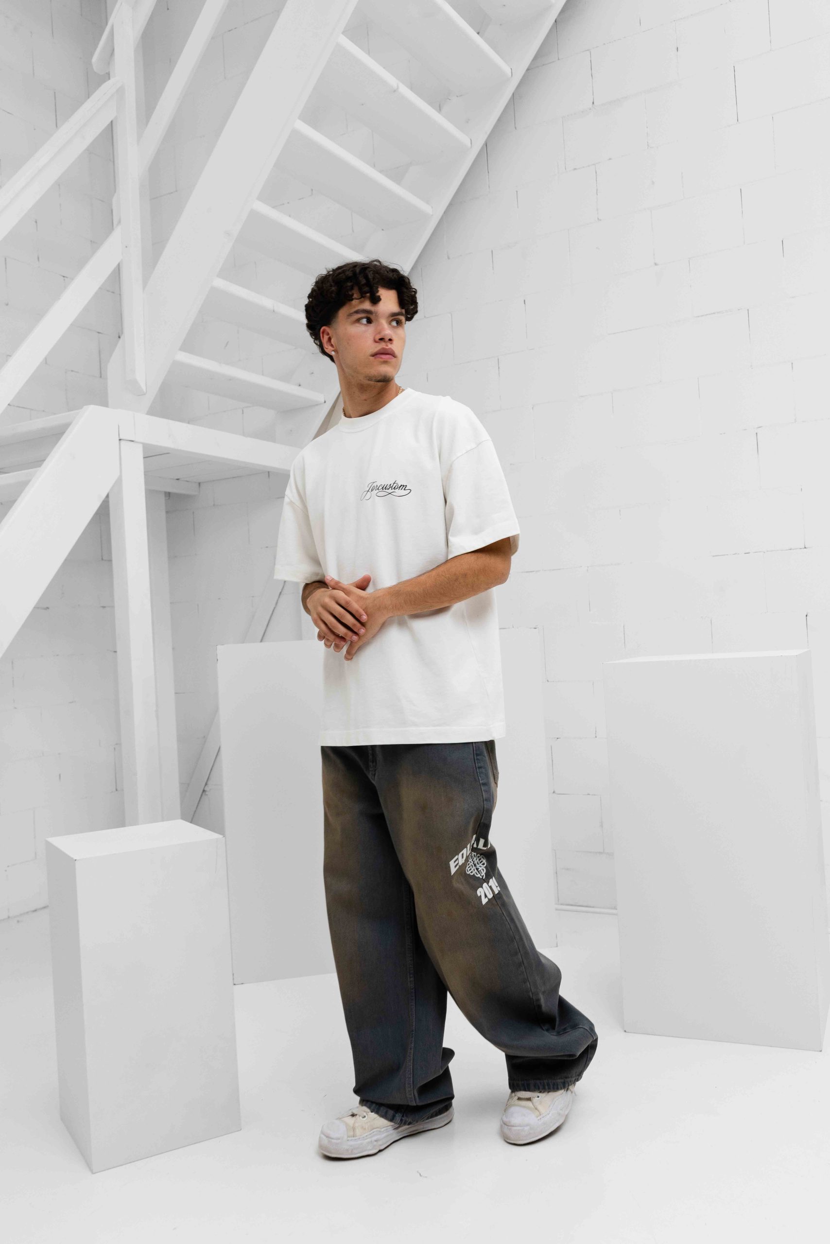Jorcustom Handscript Loose Fit T-Shirt Heren Wit