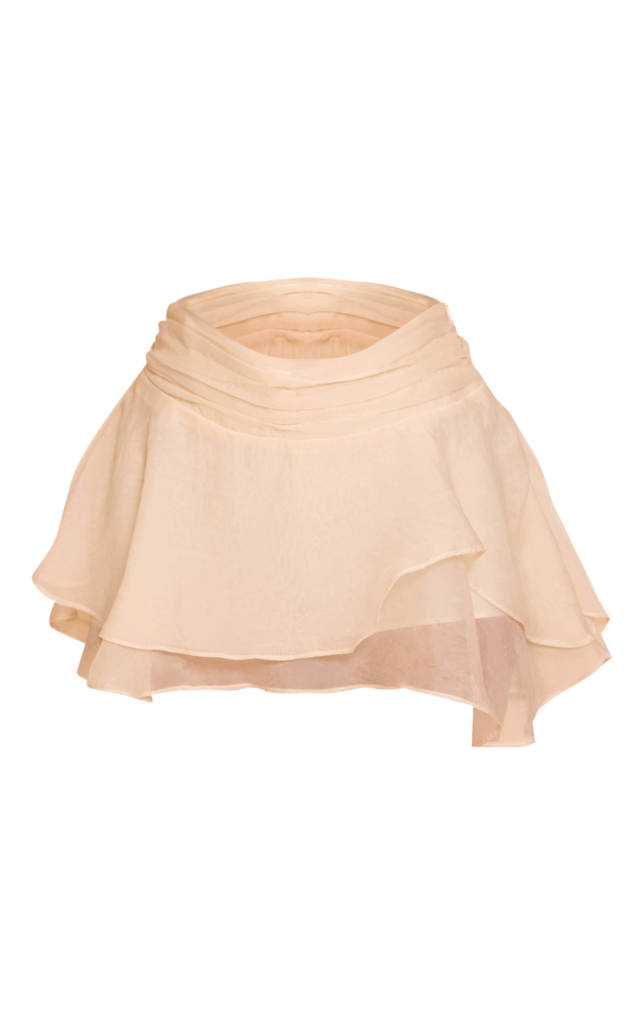 Crème Jupe-short Mini Drapée En Organza Fluide Petite Taille