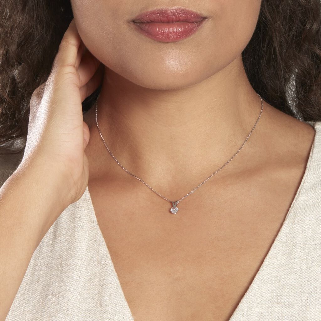 Pendentif Mabila Or Blanc Oxyde De Zirconium