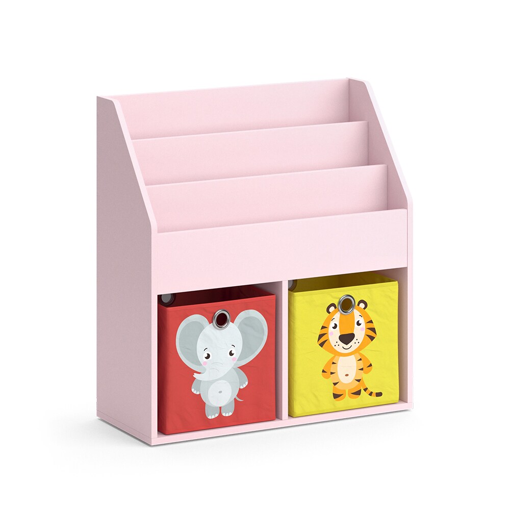 Vicco Kinderbücherregal Luigi 72 x 79 cm, Rosa, Kinderzimmerregal, mit Faltboxen