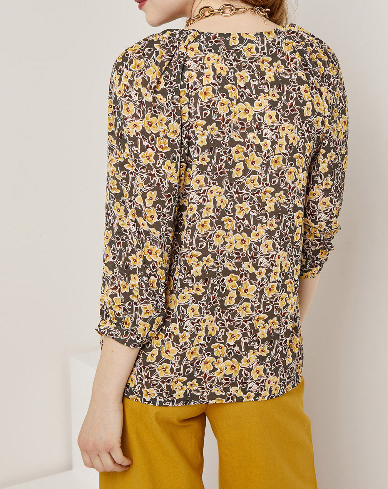 See u Soon Chemise Anaïs imprimée gris/jaune