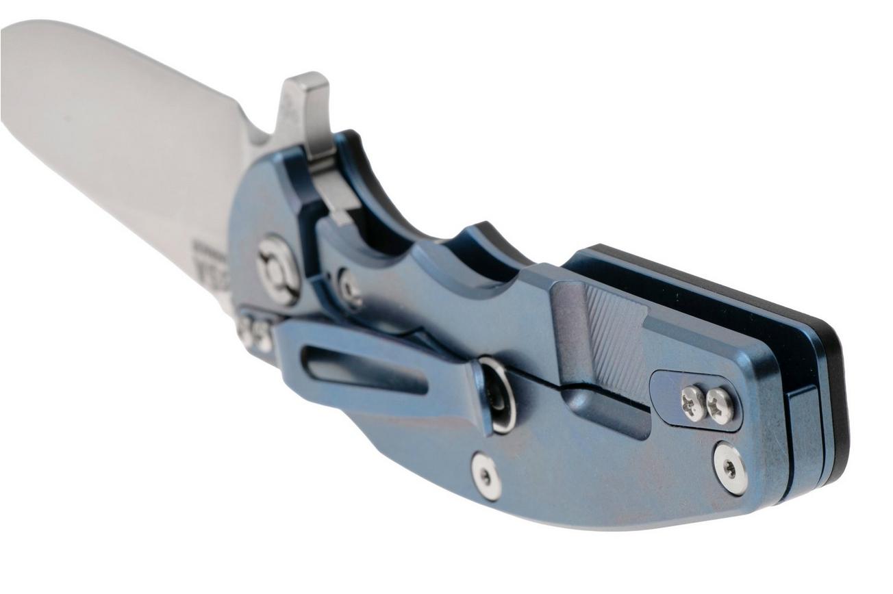 Rick Hinderer Jurassic Slicer, Hollow ground Magnacut, Blue Stonewashed, Black G10, zakmes