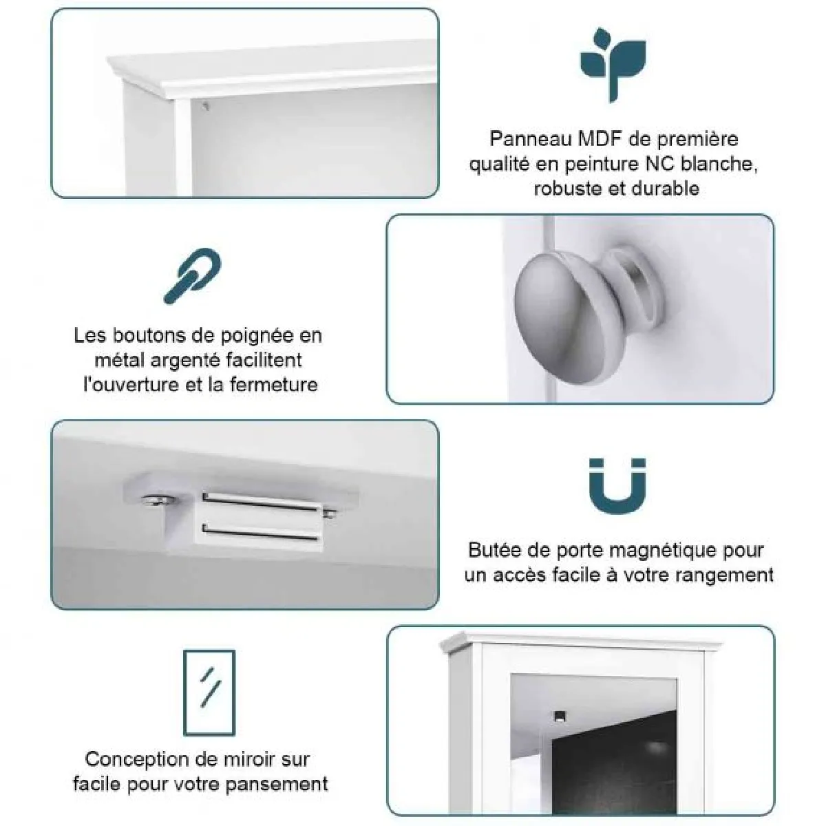 Helloshop26 Armoire de salle de bain avec miroir 34 x 15 x 51 cm blanc