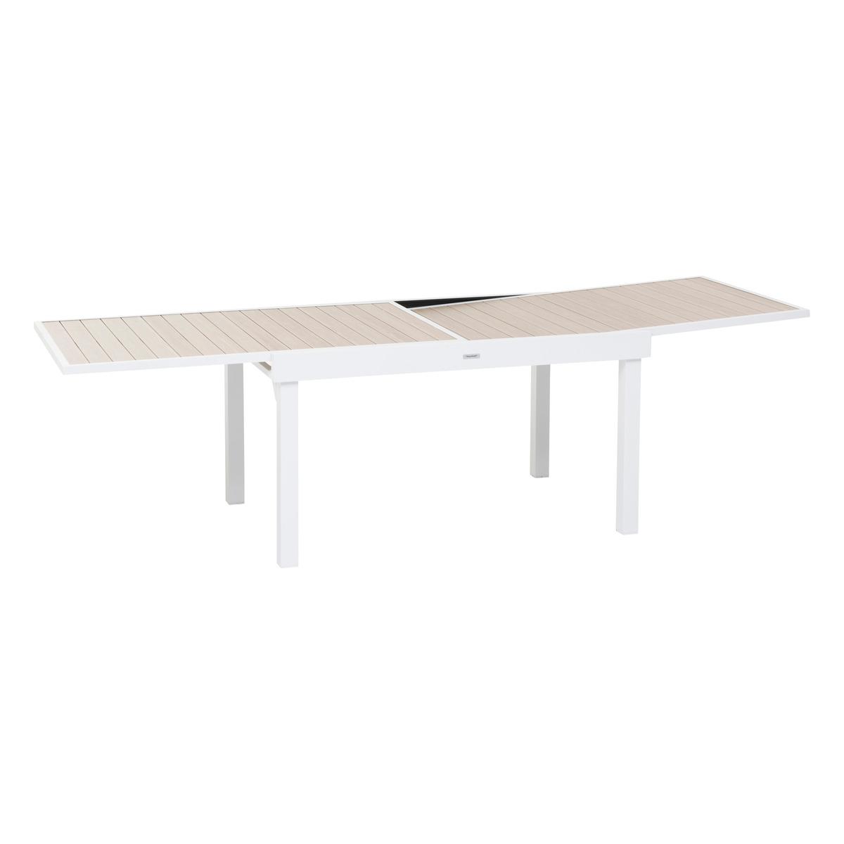 TABLE PIAZZA EXTENSIBLE ALUMINIUM LIN BLANC 10 PLACES