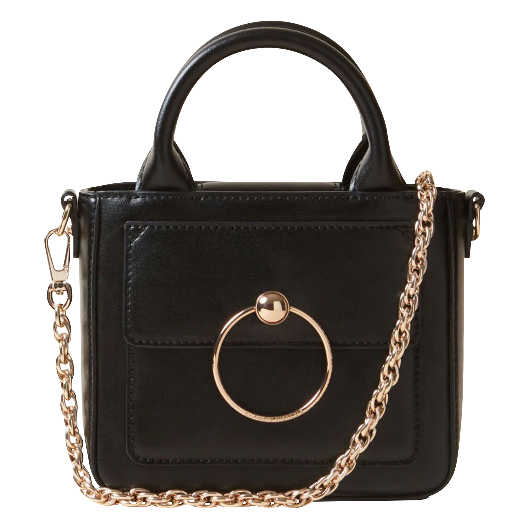 Mini sac bandoulière en cuir lisse| Noir