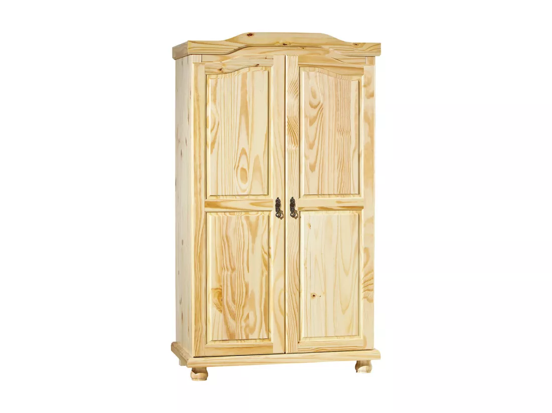 OLIVER - Armoire 2 Portes + Penderie Bois Massif Naturel