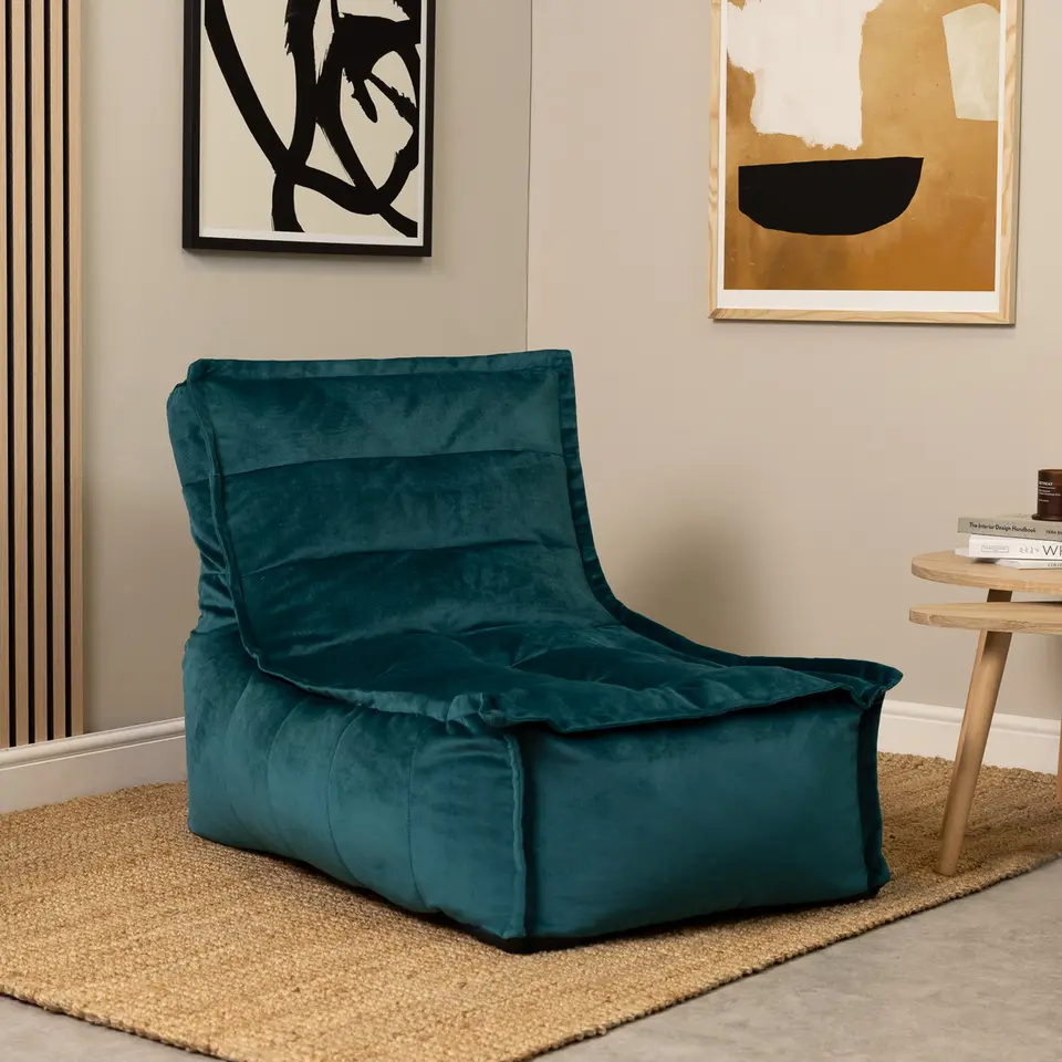 icon Zitzak Lounger Dolce - Fluwelen Zitzak - Blauwgroen