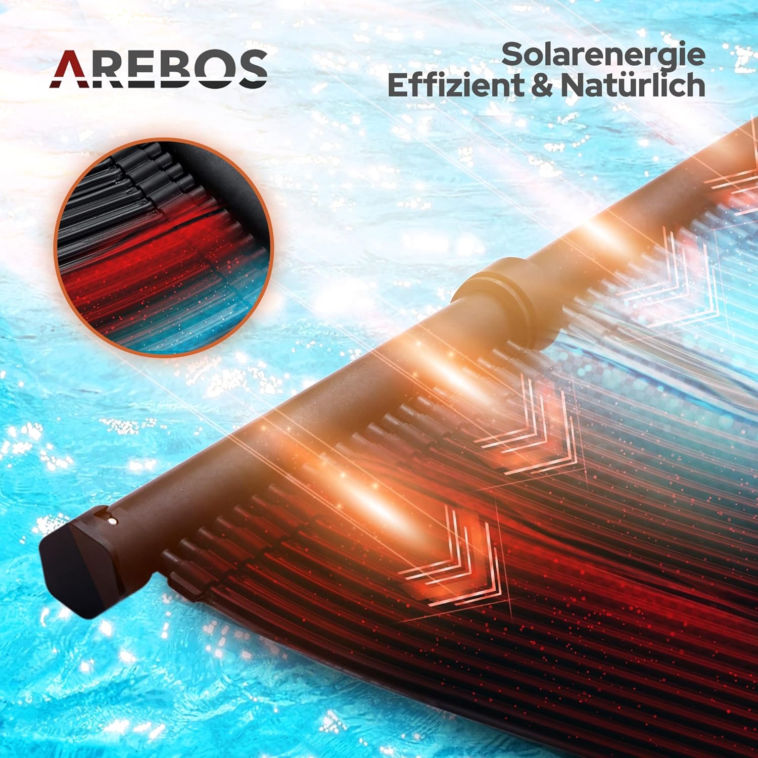 Arebos 2X Solarheizung Solarkollektor Poolheizung | 2er Set | 300x66 cm | UV-beständiger Kunststoff | Schwarz | Beliebig erweiterbar | inkl. Bypass-Set