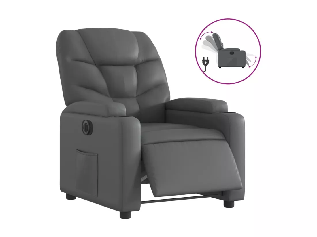 Fauteuil inclinable électrique Gris Similicuir