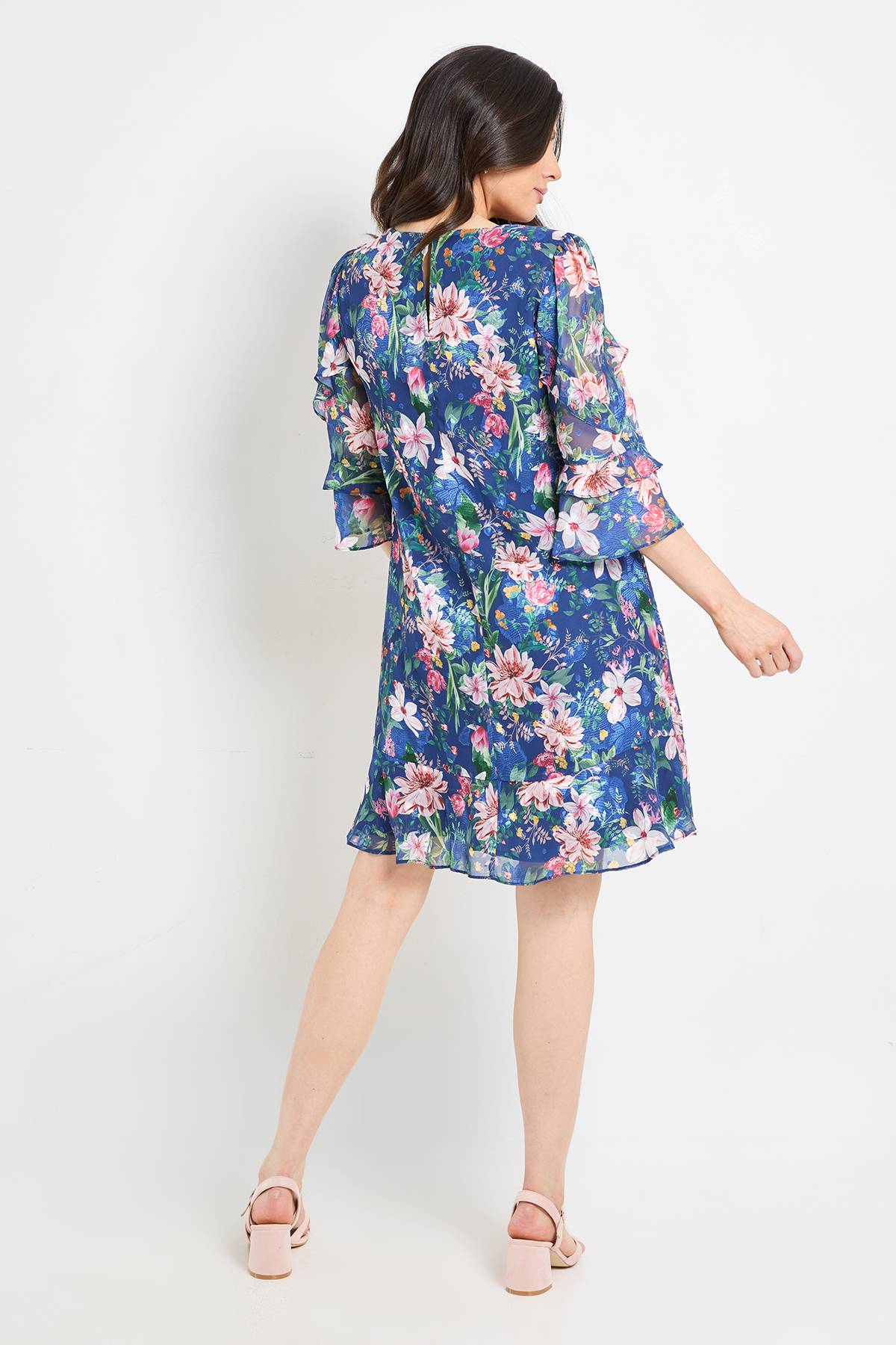Wallis Robe Droite À Volants Et Imprimé Fleuri